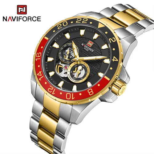 NAVIFORCE 1003 SGB 100M Waterproof Watch Men Wrist Luxury Other Automatic Mechanical Watch Fashion Male Watch Hollow Out