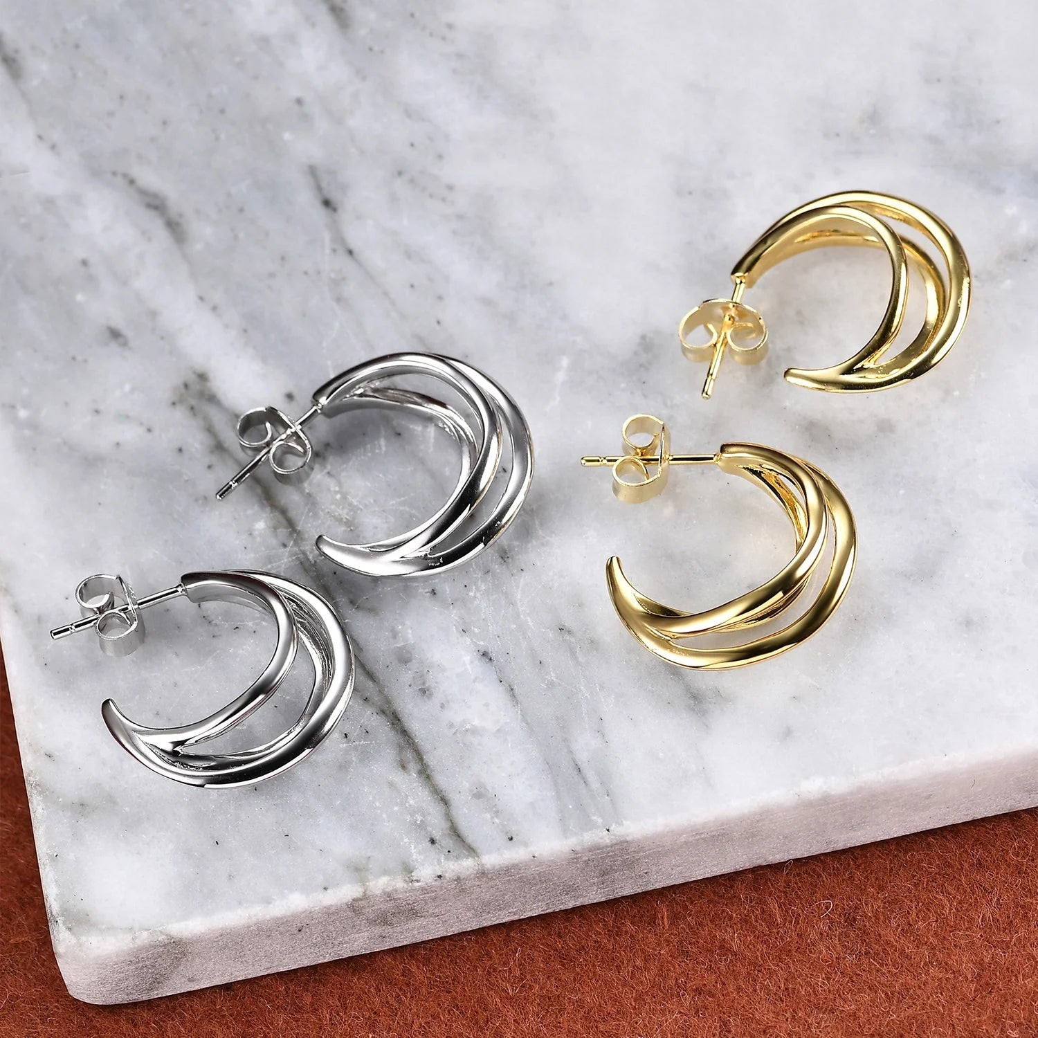 Abiding Fine Jewelry Wholesale 3-Year Color Retention Technology Custom Jewelry Supplier Rhodium Plated Silver Hoop Earrings