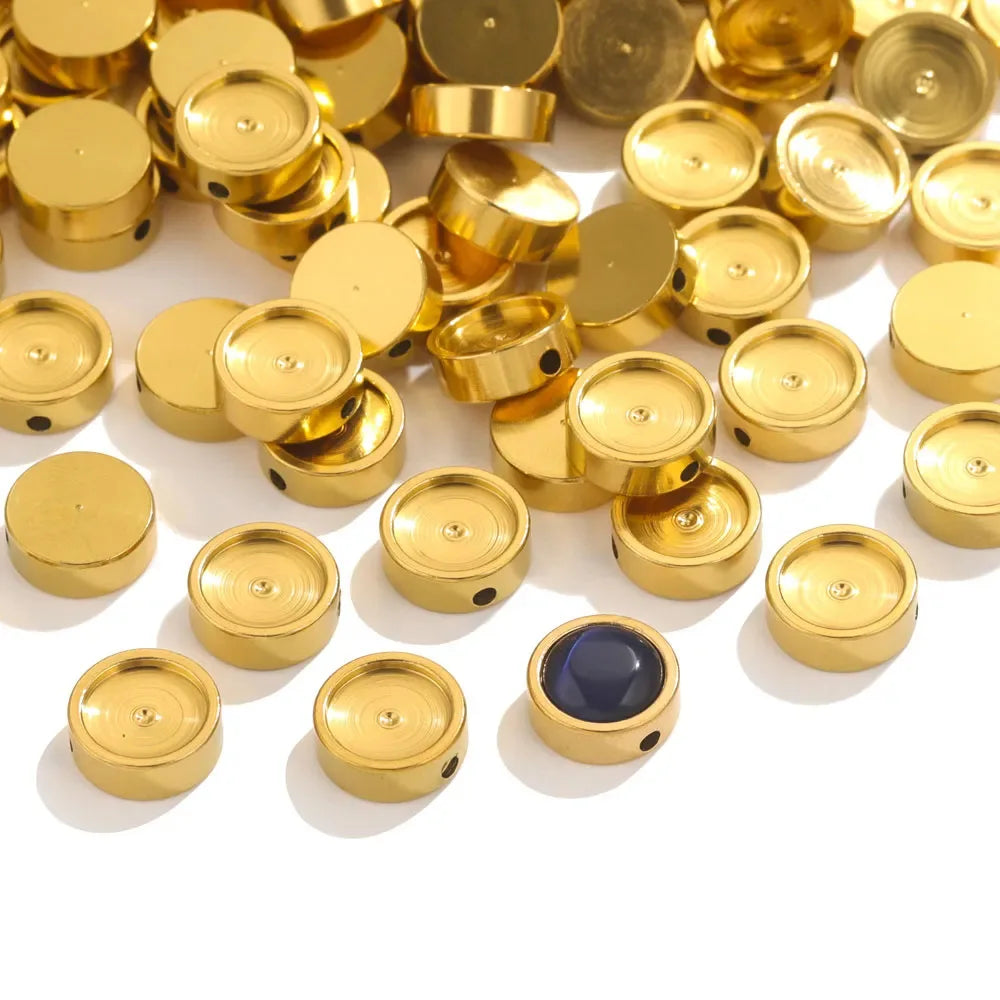 Stainless Steel Round Blank Bases for Pendants Bracelet Earring Tray Cabochon Bases Setting Jewelry Making Supplies