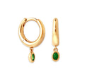 Milskye Classic Beautiful Fine Jewelry for Women 925 Silver 14k Gold Diamond Green Topaz Zircon Charm huggies Earrings