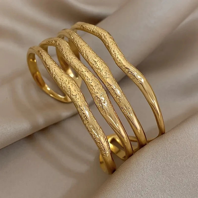 Wholesale Open Adjustable Stainless Steel Cross Bracelet Vintage Gold Plated Fashion Charm Jewelry for Women and Men for Gifts