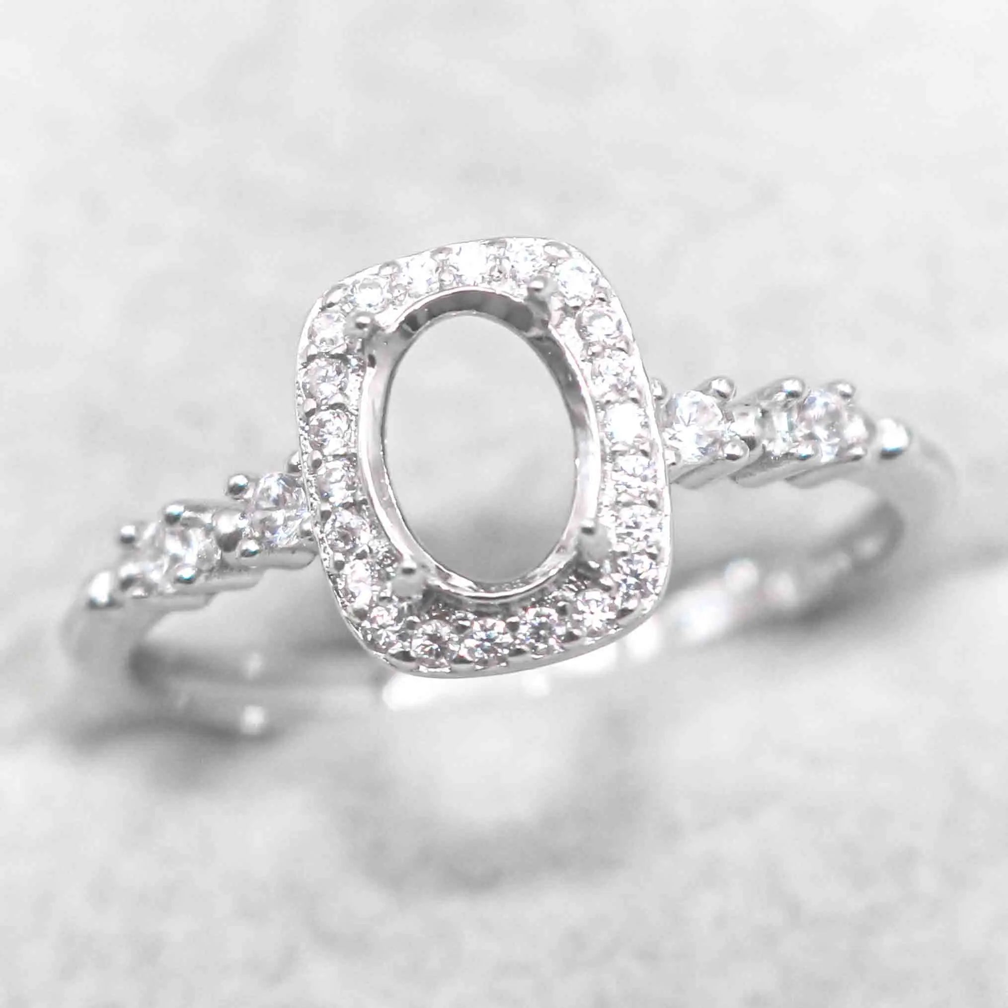 Sterling Silver 5*7/6*8/7*9mm Semi Mount Ring Empty Frame Blank Support Setting S925 Base Without Center Stone DIY for Inlay