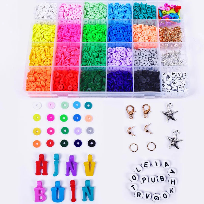 Colorful Flat Round Handmade Polymer Clay Beads Children Diy Creative Toy Clay Beads for Jewelry Making