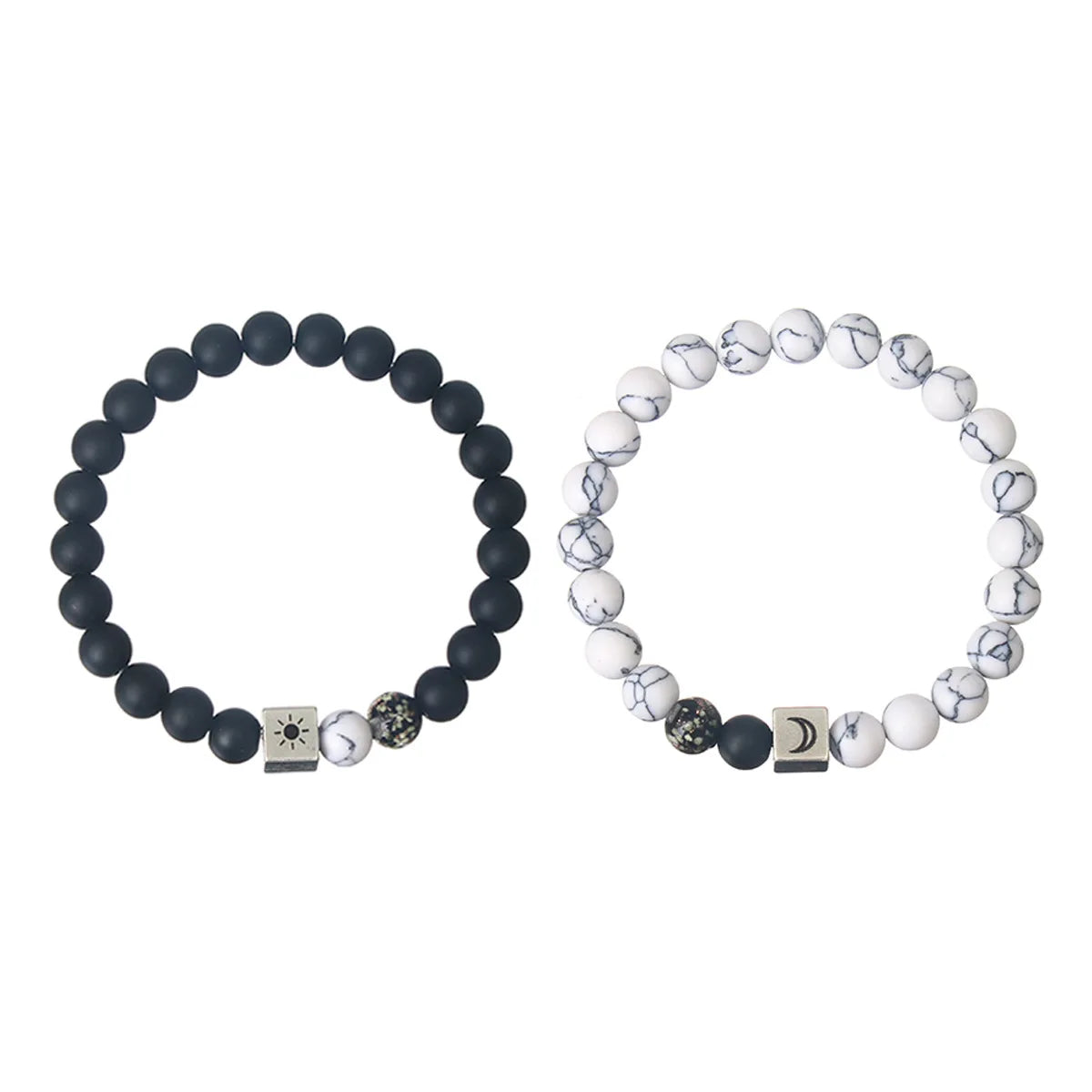Wholesale New Fashion Sun Moon Luminous Beaded Bracelet for Men Women Gold Plated Stone Bead Jewelry Trendy Style for Gifts