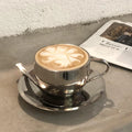 Solhui Ins Double-wall Stainless Steel 304 Coffee Cup and Saucer Set with Spoon