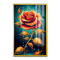 Hot Selling Gold and Red Rose Flower Crystal Porcelain Painting Still Life Painting for Home Decor MegaBDM