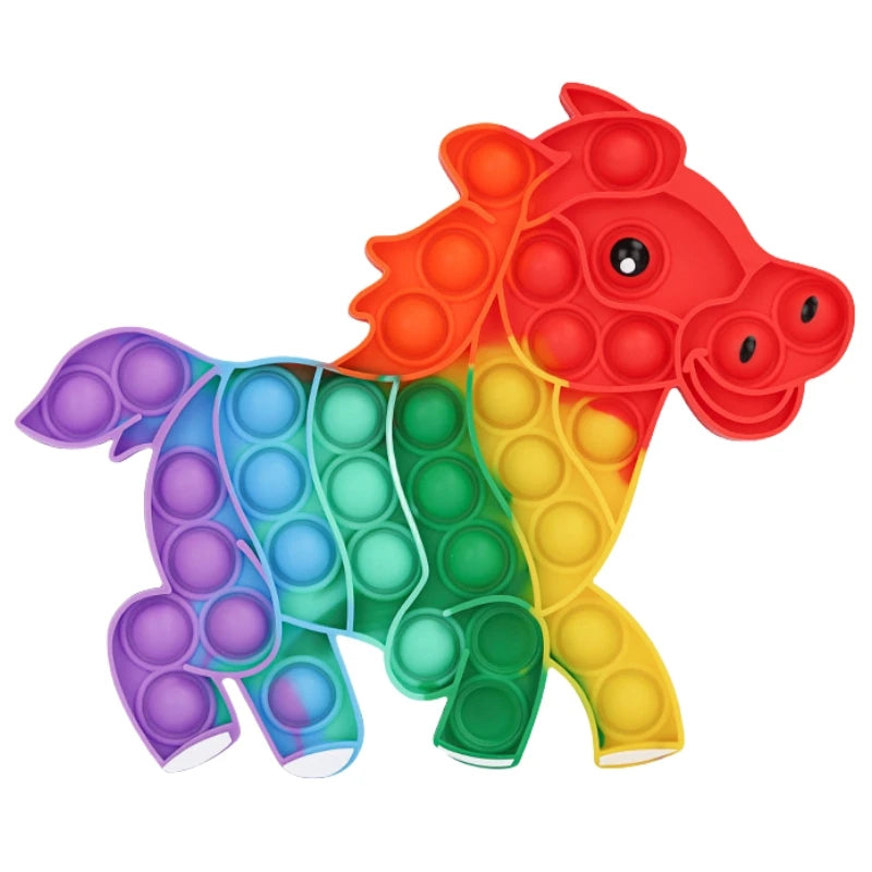 Rainbow Push Bubble Sensory Fidget Toys for Autism Stress Relief Customizable Color Size Round/Square Shapes Mini Silicone