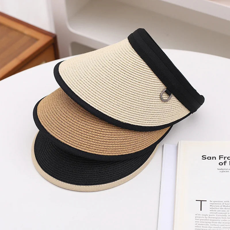 Wholesale paper straw empty crown beach sun visor hat