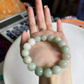 8 10 12 14mm Simple Light Green Natural Jade Jadeite Big Round Bead Bracelet