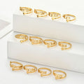 G565 Gold Plated 12 Old English Letters Heart Stainless Steel Horoscope Zodiac Rings
