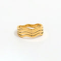 High End 18K PVD Gold Plated Multi Layer Lines Curve Rings Stainless Steel Women Rings Tarnish Free  Fashion Jewelry
