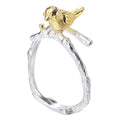 Wholesale Simple Design Jewelry Silver Open Adjustable Bird Standing Tree Rings for Women