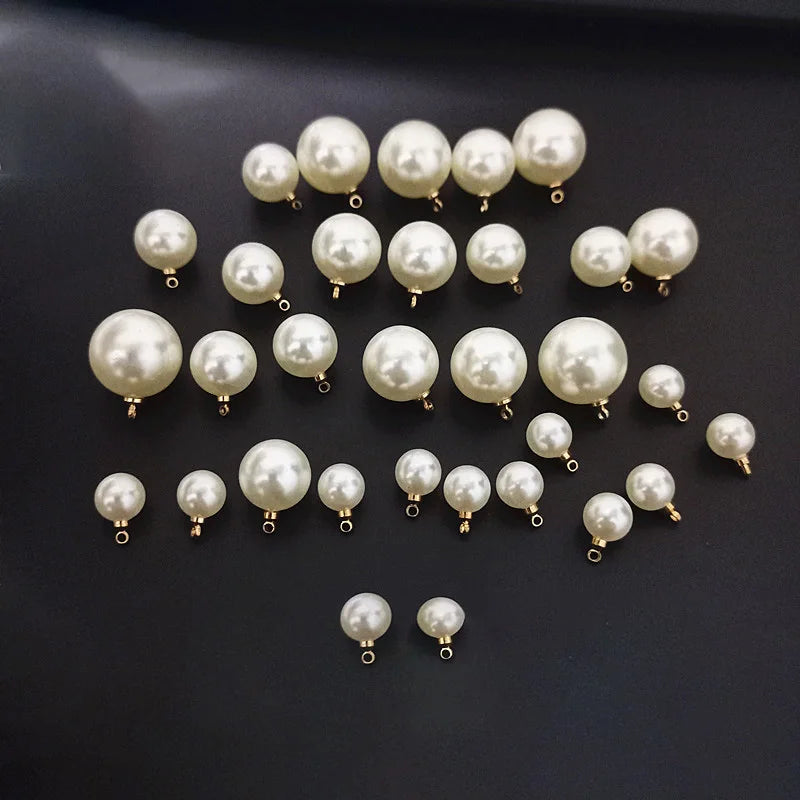 Bag of 100 Pearls Rivets Studs for Leather Bag Shoes Clothes Decoration Single Hole ABS Pearl Accessory