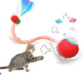 Cat Smart Toy Feather Rope Toy Cat Ball Squeaky  Interactive Cat Toy Ball