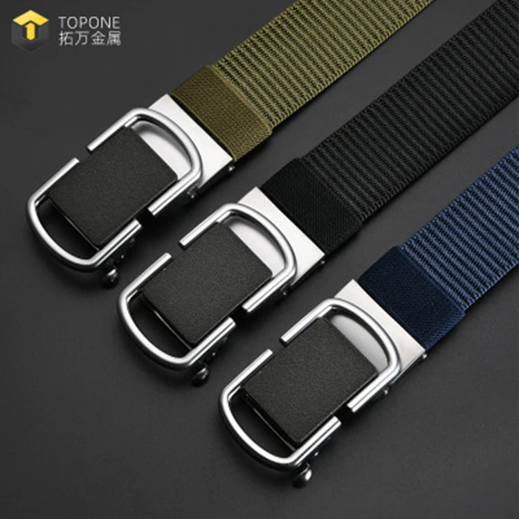 Men's New Versatile Outdoor Waist Golf Strap Automatic Alloy Buckle Nylon Fabric Belt Stylish Fashion Accessory