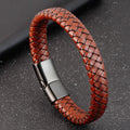 Made in China Custom Free Lettering Men's Leather Bracelet Stainless Steel Simple Men's Bracelet Hip Hop Jewelry OT-084