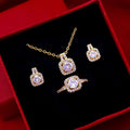 DAIHE 2023 New Fashion Zircon Square Jewelry Necklace Earrings Ring Three-Pieces Set