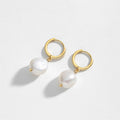 Fine Jewelry Natural Baroque Pearl 925 Sterling Silver 18k Gold Pearl Hoop Earrings for Women