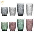Commercial Embossed Colored Glass Tumblers - Versatile Water Glasses Catering Glass Cups Solid Color Glass Drinkware
