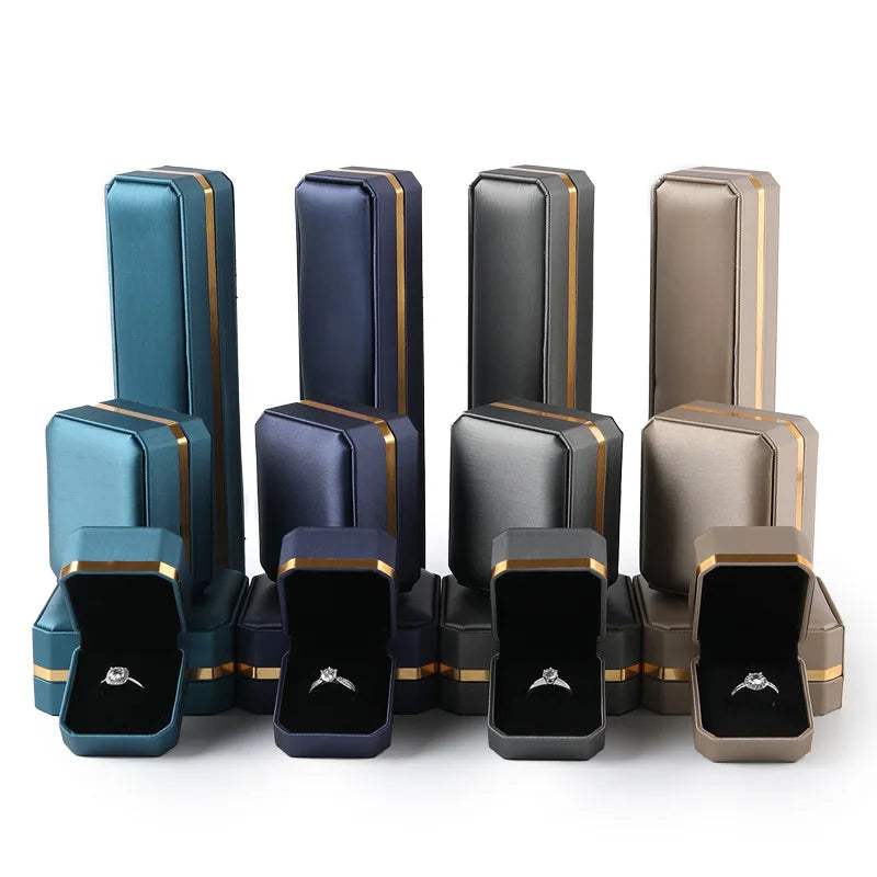 Brushed PU Leather Jewelry Gift Box OEM Customizable Embossed/Debossed Logo Custom Shape Earrings Pendant Necklace Organizer