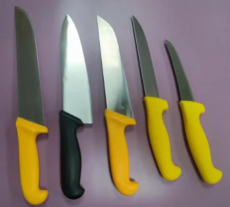 B5BSCPH Kitchen Knife Set White PP Handle Chef Kitchen Knife Set Dishwasher Safe Good Affordable Kitchen Knife Set