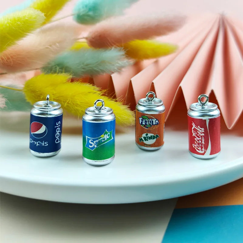 23*11mm Cute Drink Cans Resin Charms 3D Beverage Bottle Pendants for Jewelry Making Keychain Floating DIY Craft