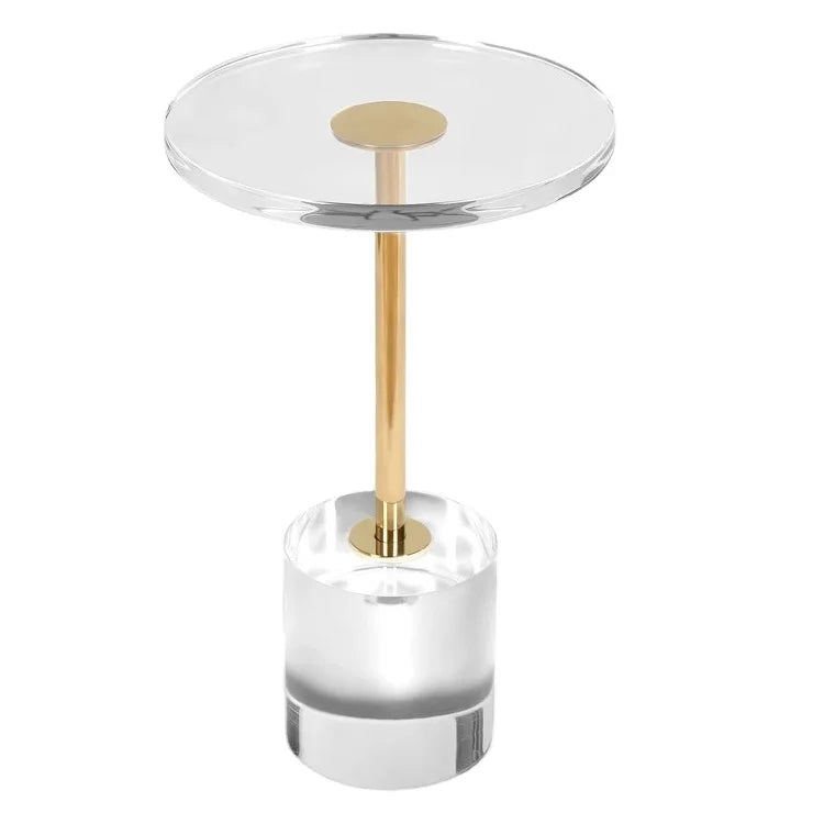 Modern Home Furniture Transparent Round Acrylic Bar/Coffee Table Metal Decorative Table for Living Room/Kitchen