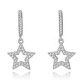 Women's Fashion 925 Sterling Silver Star Hoop Earrings Small Size Allergy-Proof Fine Jewelry