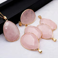 Large Waterdrop Shape Faceted Rose Quartz Necklace Healing Semi-gemstone Pendant for Jewelry Craft