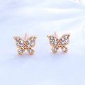 HD Top Seller Jewelry 2021 Small Cute Butterfly Stud Earrings for Pierced Ear Hypoallergenic 18k Gold AAA CZ Ear Studs for Women