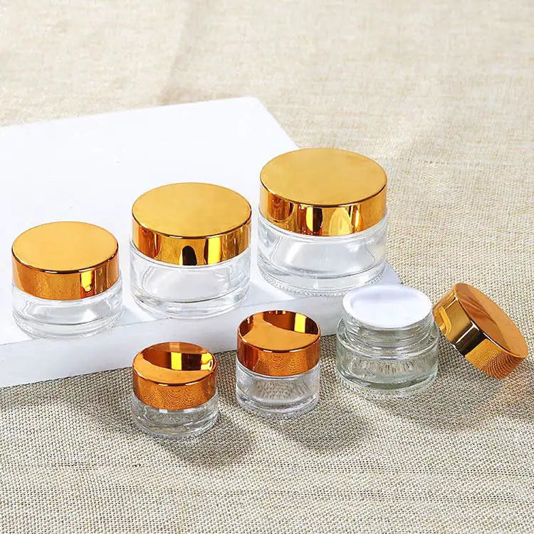 BB Eye Empty Hand Face Cream Bottle Customized Cosmetic Glass Jars with Gold Lid
