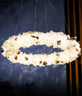 Creative Natural Crystal Round Pendant Hanging Lights for Living Room Bedroom Metal Quartz Crystal Chandelier