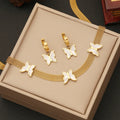 New 3Pcs/set 18k Gold Plated Butterfly Stainless Steel Bracelet Necklace and Earring Jewelry Set for Women