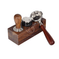 Eco-Friendly Traditional Style Wooden Espresso Tamper Stand Traditional Style Coffee Tamping Station with Mat for Brewing Coffee