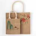 Wholesale Cheap Eco Recycle Natural Foldable Reusable Jute Burlap Packaging Custom Logo Printed Linen Shopping Tote Bag