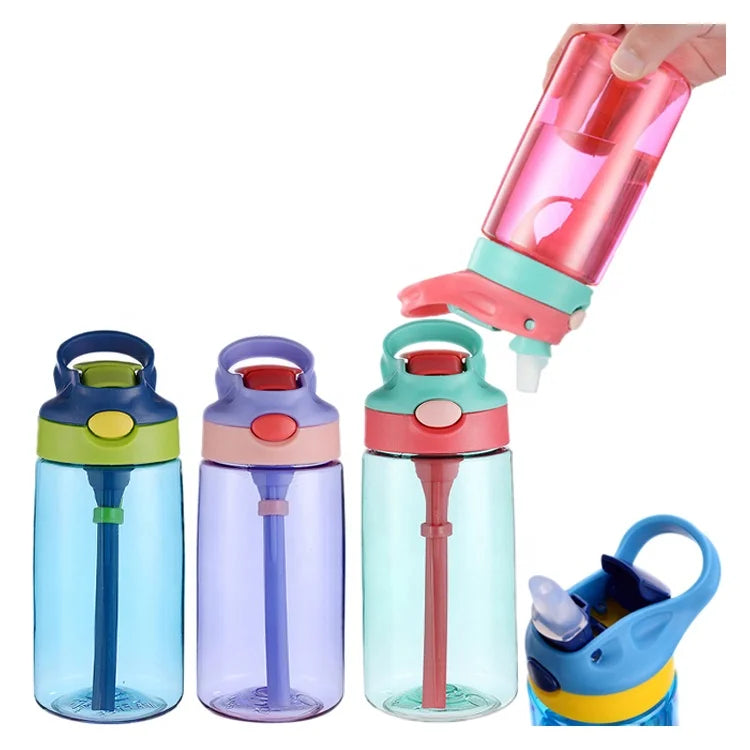 480ml Fashionable Kawaii BPA Free Plastic Children's Straw Water Bottle