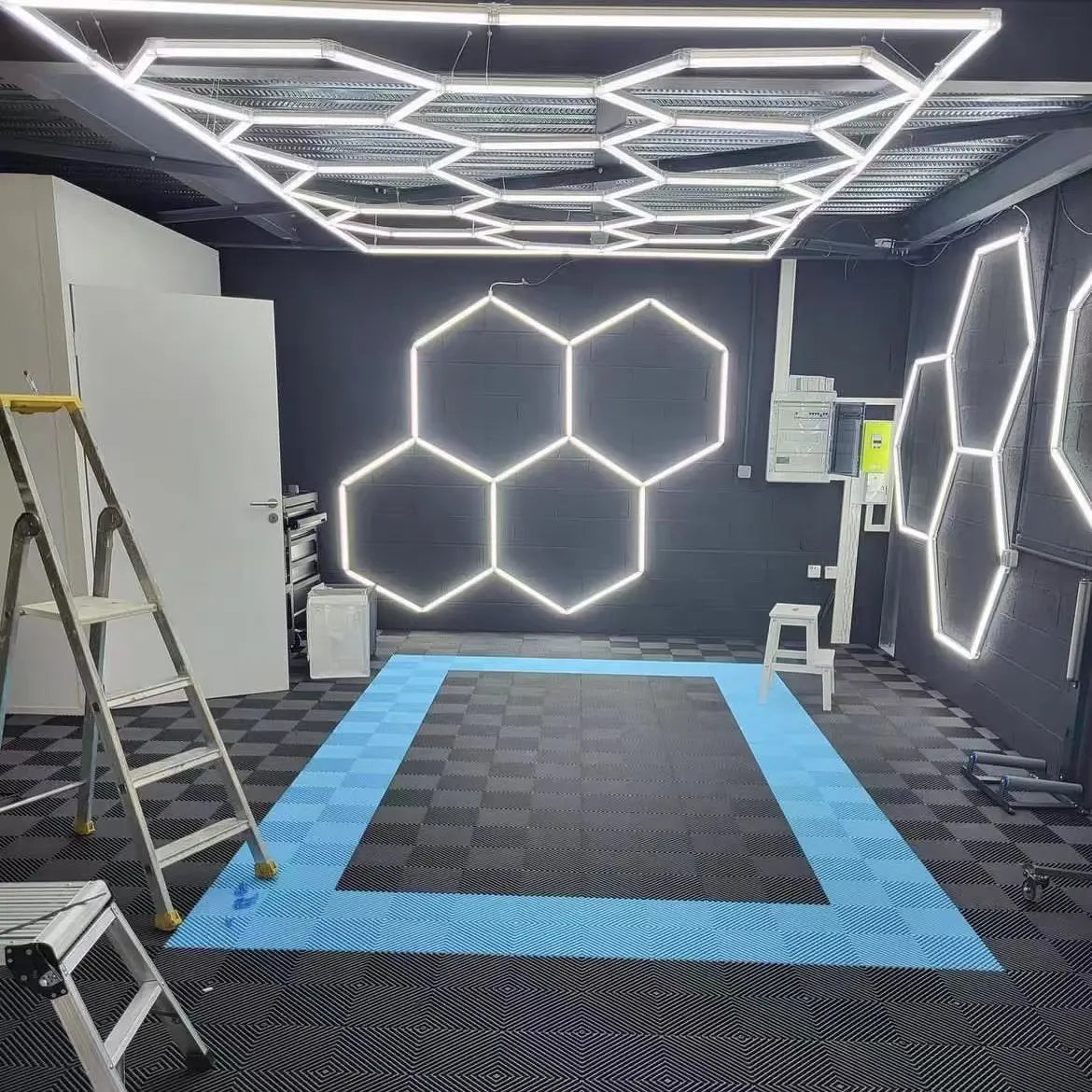 Hot Selling Car Detailing Hexagon Led Light Showroom Honeycomb Ceiling Light for Barber Shop Auto Care Garage Ceiling