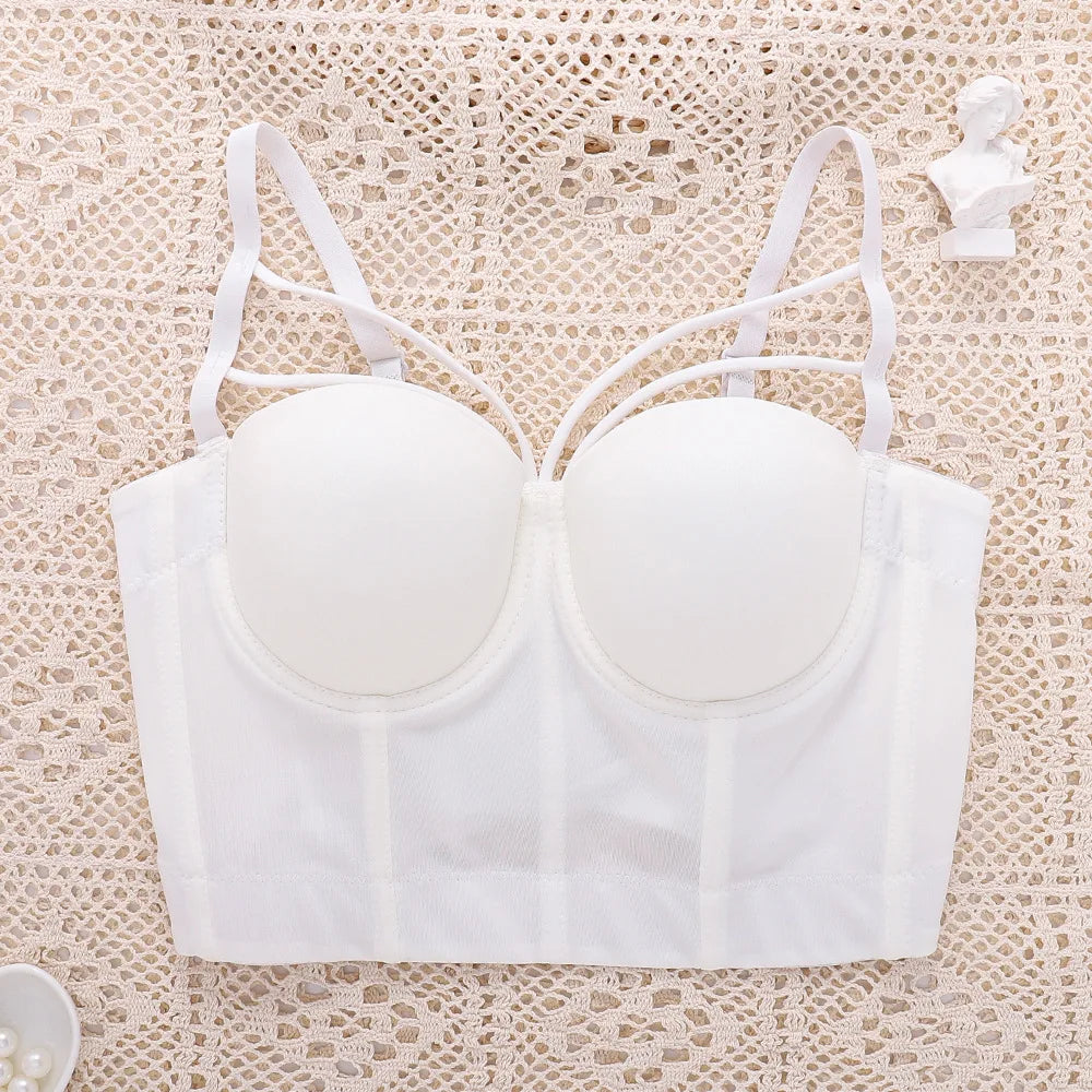 Women's Solid Large Size Suspender With Short Sexy Backless Shaping Top Underneath
