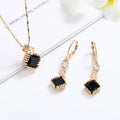 Cheap Price Hand Inlay Zirconia Stainless Steel 18K Gold Plated Women Jewelry Earrings Sets for Woman