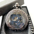 Wholesale Antique Blue Zinc Alloy Mechanical Hand Winding Retro Flower Roman Pocket Watch