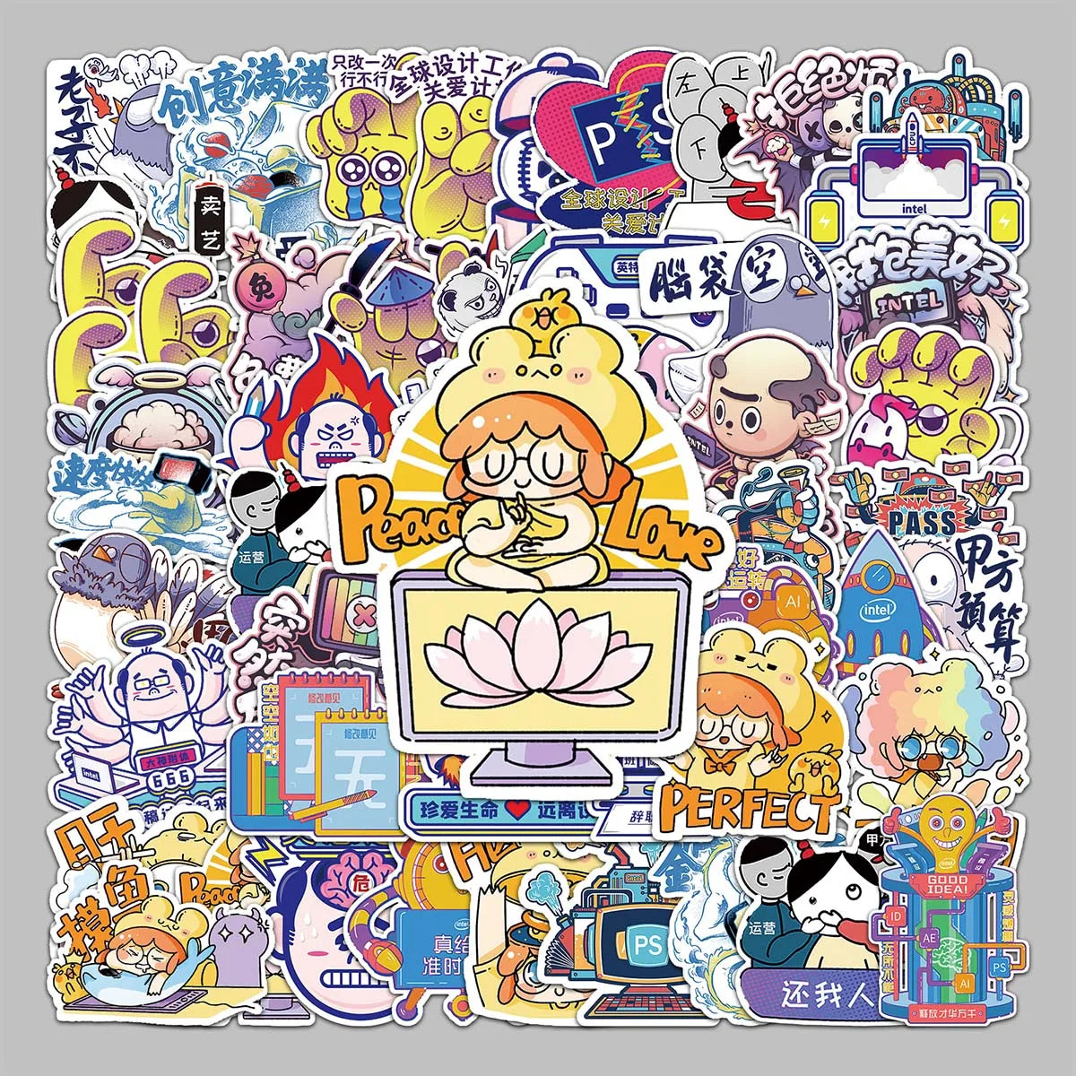 50PCS Factory Wholesale Cheap Creative Trend Personality Graffiti Personal Language Stickers Notebook Desktop Stickers