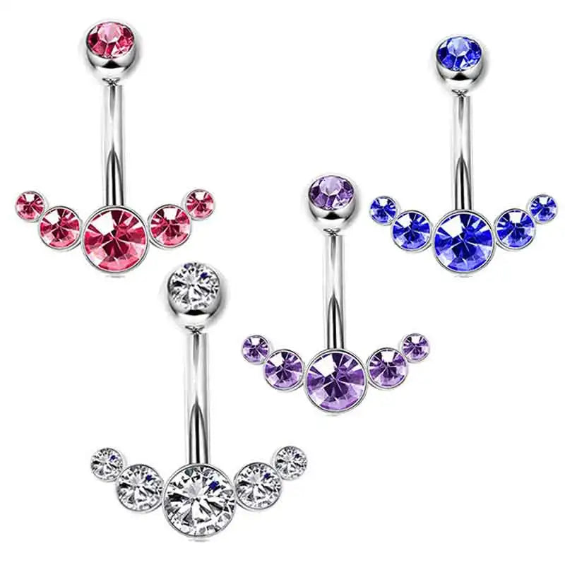 Stainless Steel Belly Ring Cliker Heart Crystal Navel Belly Button Rings Butterfly Cute Belly Bar Bulk Navel Piercings 14G
