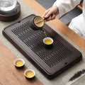 Walnut Color Bamboo Tea Tray Storage&drainage Dual Purpose Tea Table New Chinese Style Kung Fu Tea Set Manufacturer Wholesale