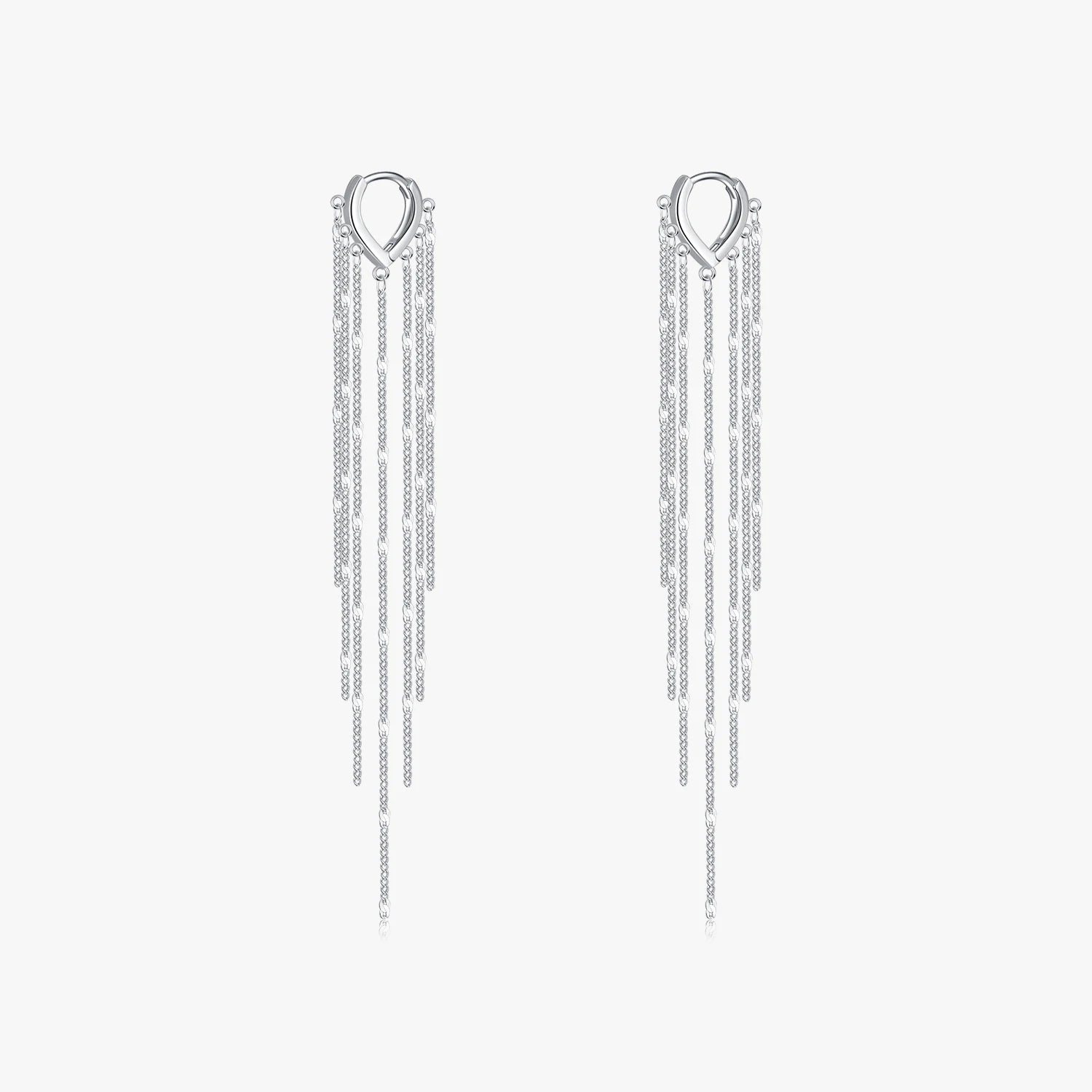 Long Tassel Drop Earrings Real 925 Sterling Silver Fashion Link Chain Dangle Earrings for Women Fine Jewelry Accessories