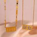 Waterproof Gold Plated 11:11 Pendant Necklace Stainless Steel Pig Nose Chain Zircon Angel Number Necklace Women