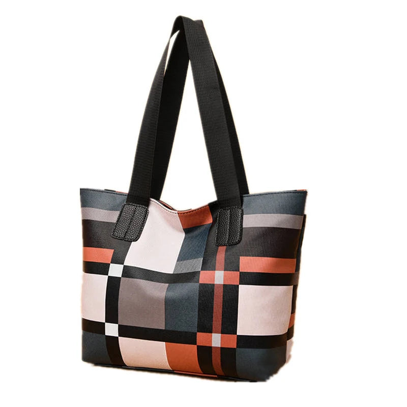 2022 New Women Girls Zipper Big Handbag Casual Inner Multi-pocket Fashion OL Shoulder Bag Simple Plaid Bags Handbag