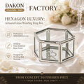 Handcrafted Hexagon Clear Glass Wedding Ring Box with Brass Frame for Jewelry Favor Bespoke DAKON Factory Wholesale Bulk