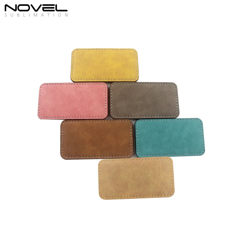 Single-side Printable Colorful PU Leather Badge Blank Sublimation PU Leather Name Badge- Perfect for Events & Team Identity
