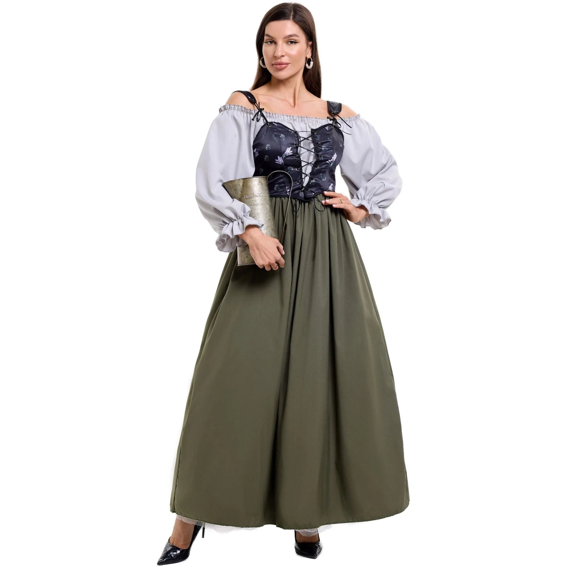Womens's Medieval Renaissance Costume Cosplay Over Dress Victorian Dresses Gown Scottish Clothing