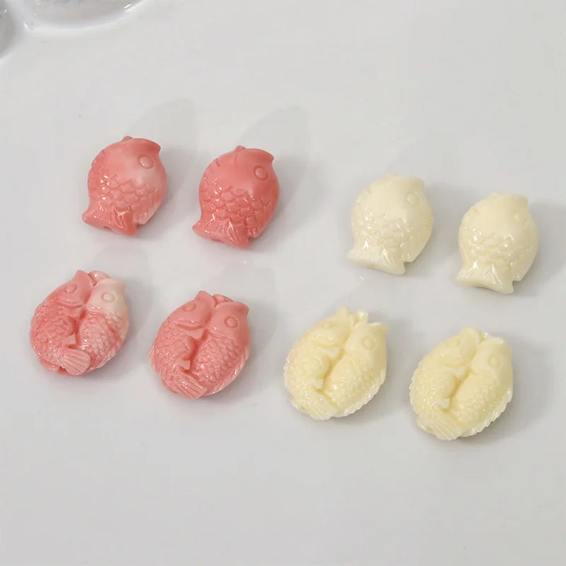 Synthetic Coral Pink Beads Fish Shape Loose Beads for Making Jewelry Necklace 11x13mm 14x15mm Straight Hole